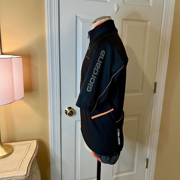 NWOT Men's Giordana Aqua Vento Zip Front Cycling Jersey in Black & Orange MEDIUM - Picture 3 of 8